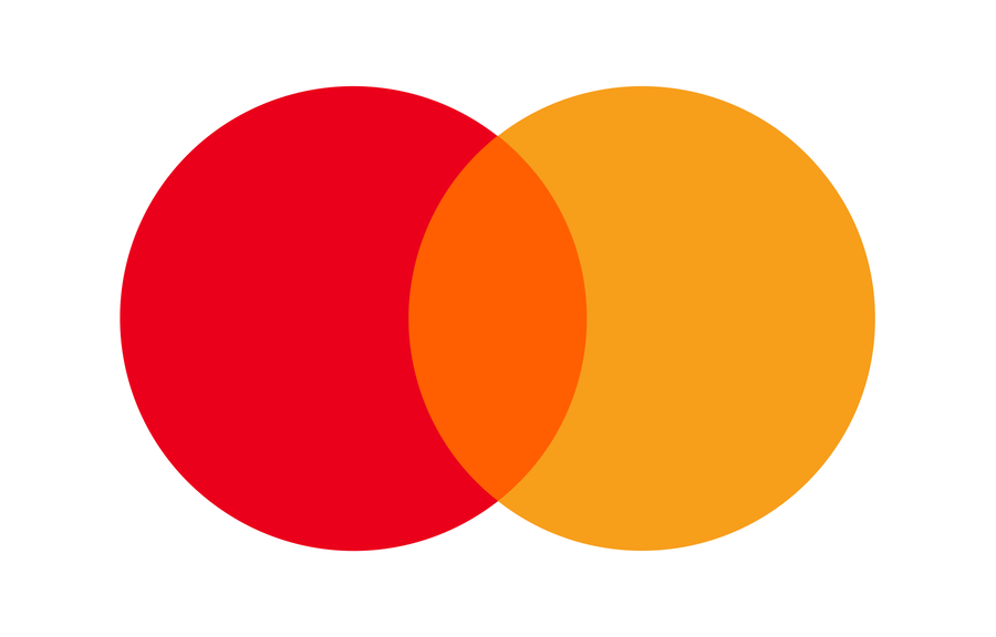 Two overlapping circles, one red on the left and one yellow on the right, with an orange area where they intersect. This is the Mastercard logo on a white background.
