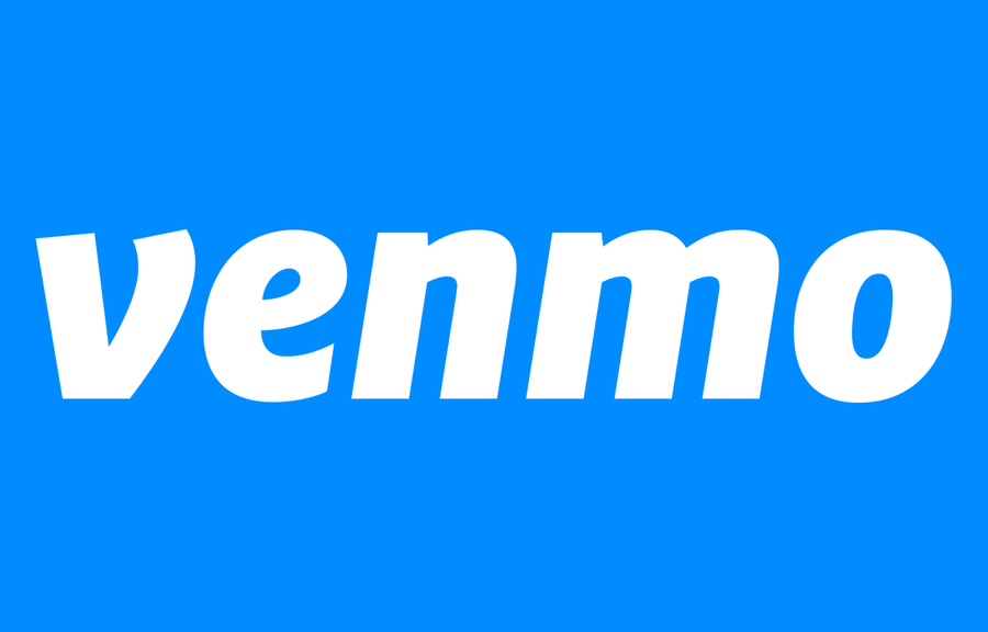 The Venmo logo in bold white lowercase letters on a bright blue background.